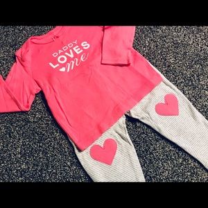 Daddy loves me set pink and gray